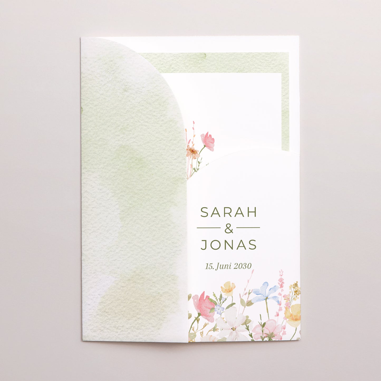 Hochzeitseinladung Hülle für 2 Karten Wildblumenkranz foto N° 2