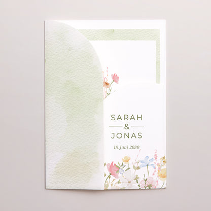 Hochzeitseinladung Hülle für 2 Karten Wildblumenkranz foto N° 2