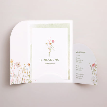 Hochzeitseinladung Hülle für 2 Karten Wildblumenkranz foto N° 3