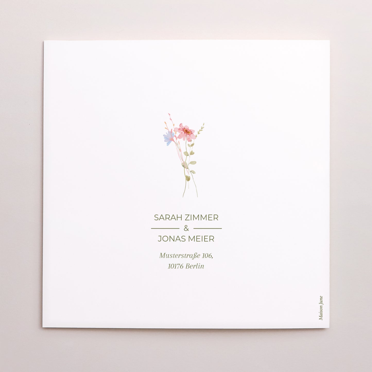 Dankeskarte Hochzeit Doppelflügelfenster Wildblumenkranz foto N° 3