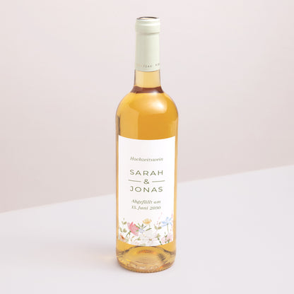 Flaschenetikett Hochzeit Porträt Wildblumenkranz foto N° 1