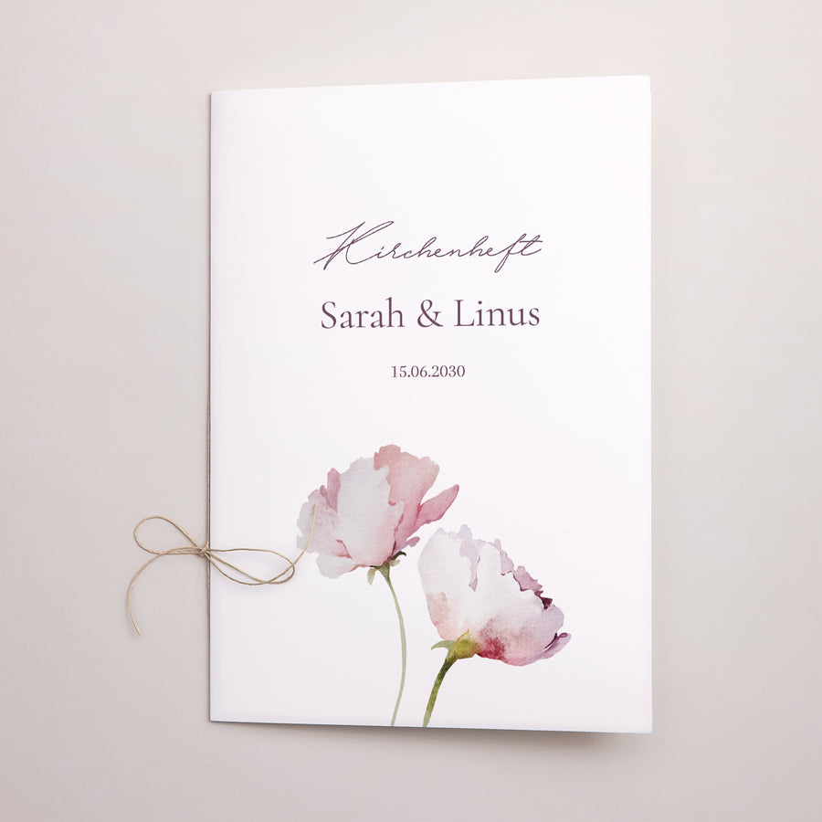 Kirchenheft Hochzeit Doppelflügel Romantic purple flowers foto