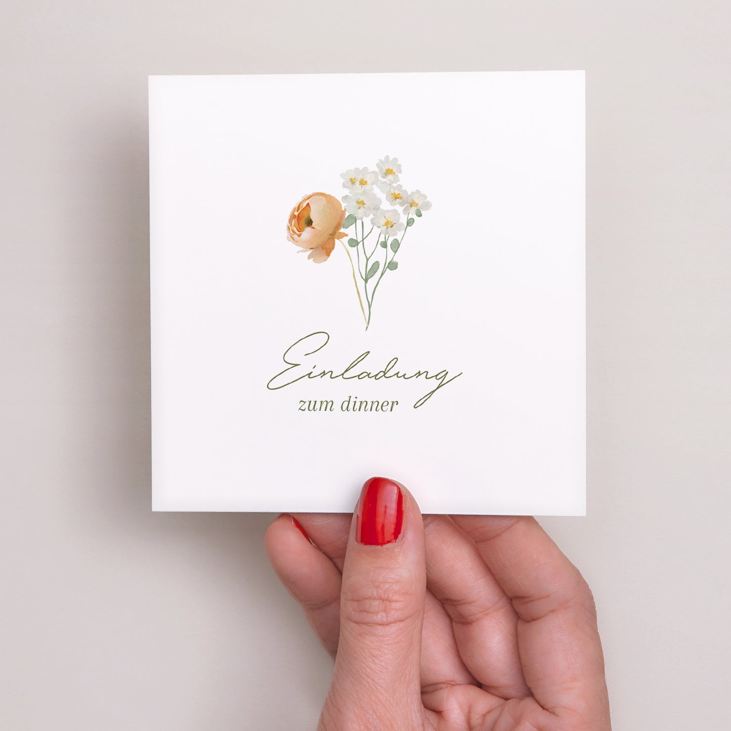 Beilegekarte Hochzeit Quadrat Romantischer Blumenkranz foto N° 2