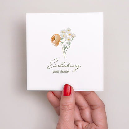 Beilegekarte Hochzeit Quadrat Romantischer Blumenkranz foto N° 2