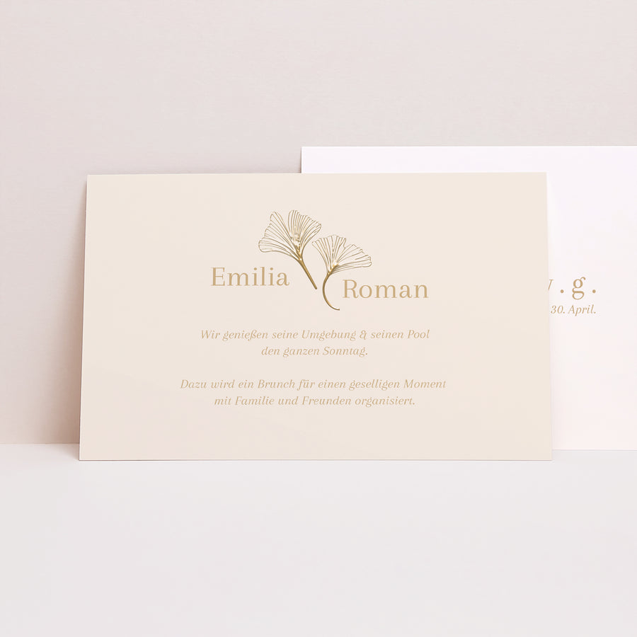 Beilegekarte Hochzeit Landschaft Ginkgo biloba golden foto