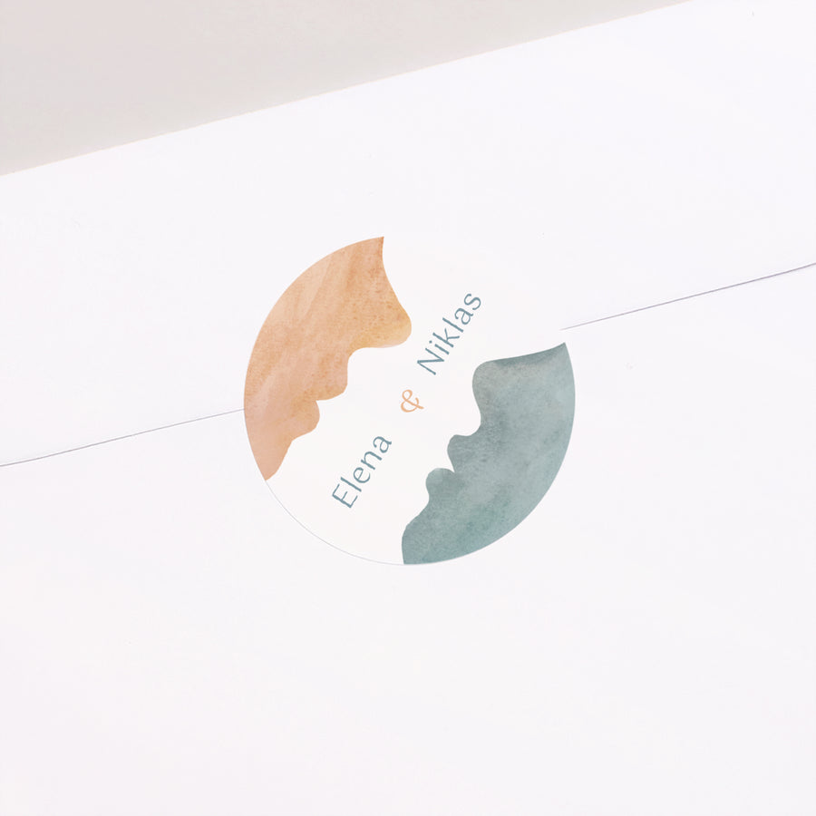 Sticker Hochzeit Rund Silhouetten foto