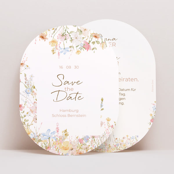 Save the date Karte Hochzeit oval Ländliche Liebe foto