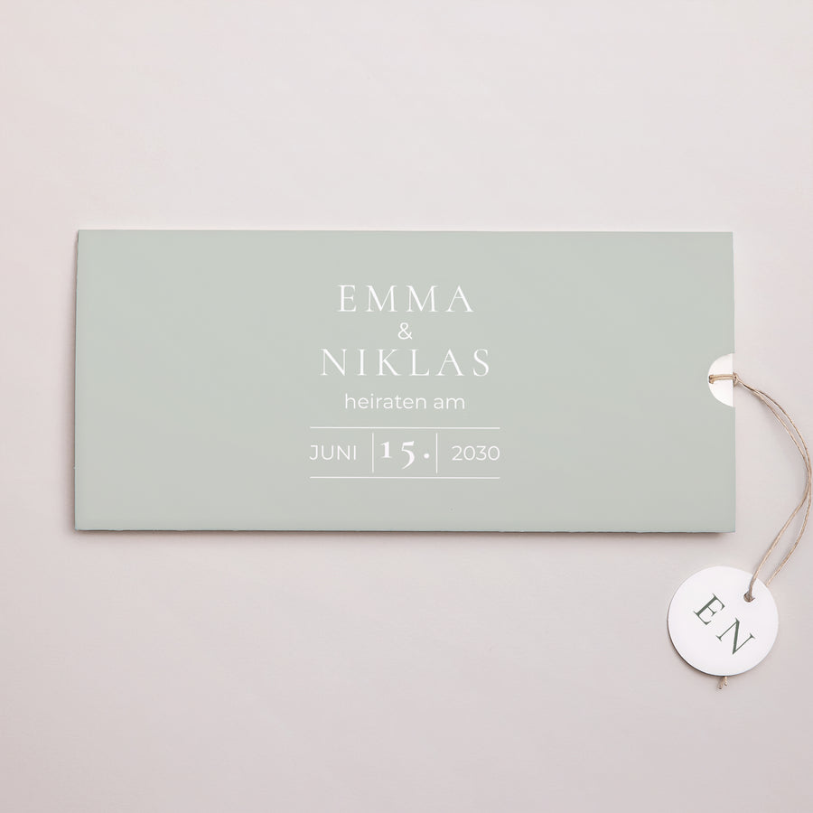 Hochzeitseinladung Mappe 2 Karten, Etikett Classico foto