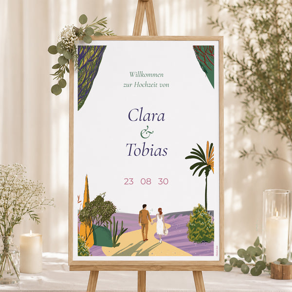 Begrüßungstafel Hochzeit Porträt 60 x 90 cm Flaneure foto