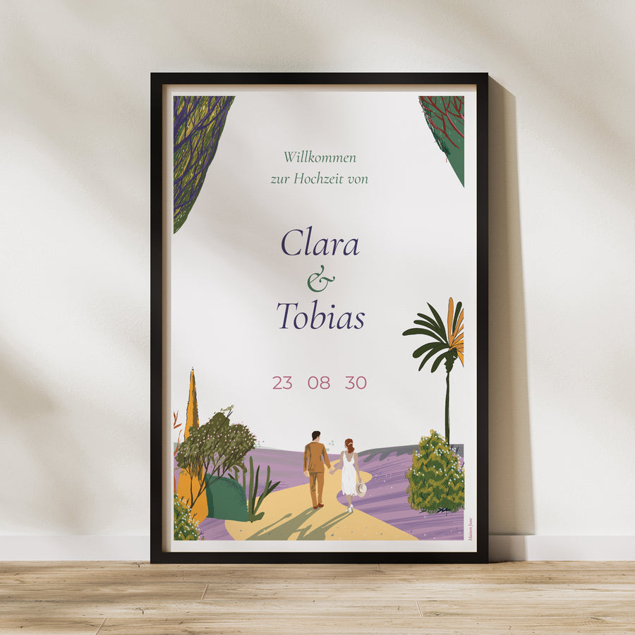 Begrüßungstafel Hochzeit Porträt 60 x 90 cm Flaneure foto