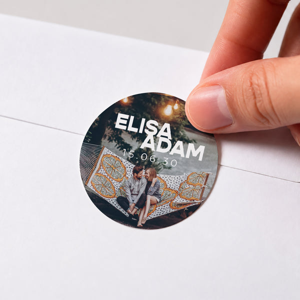 Sticker Hochzeit Rund Vinyl der Liebe foto