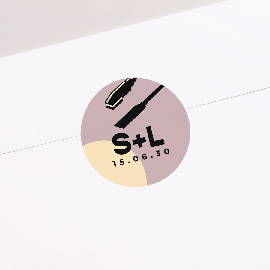 Sticker Hochzeit Rund Retro-Vinyl foto