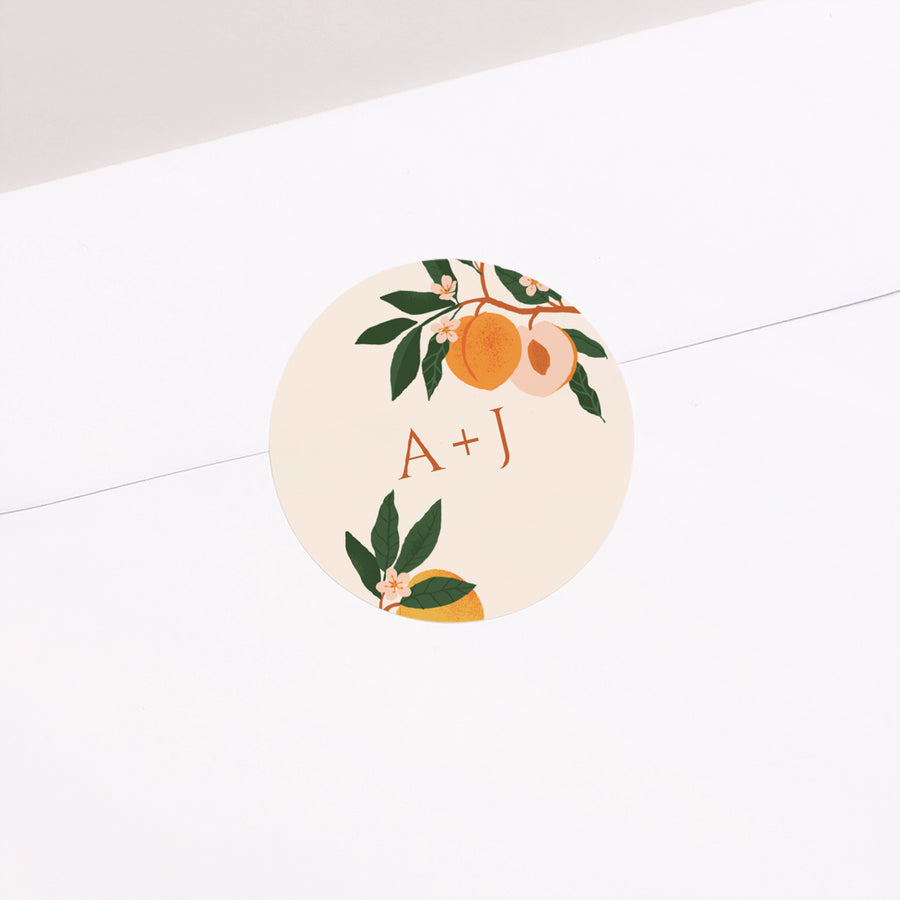 Sticker Hochzeit Rund Unter den Aprikosenbäumen foto