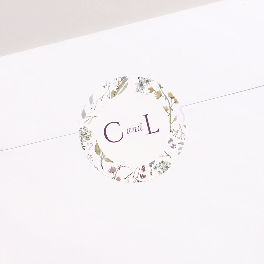 Sticker Hochzeit Rund Pastellblumen foto