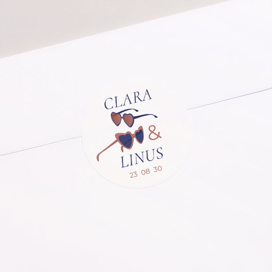 Sticker Hochzeit Rund Liebe Sonnenbrillen foto
