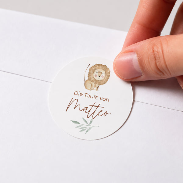 Sticker Taufe Rund Dschungel Glück foto