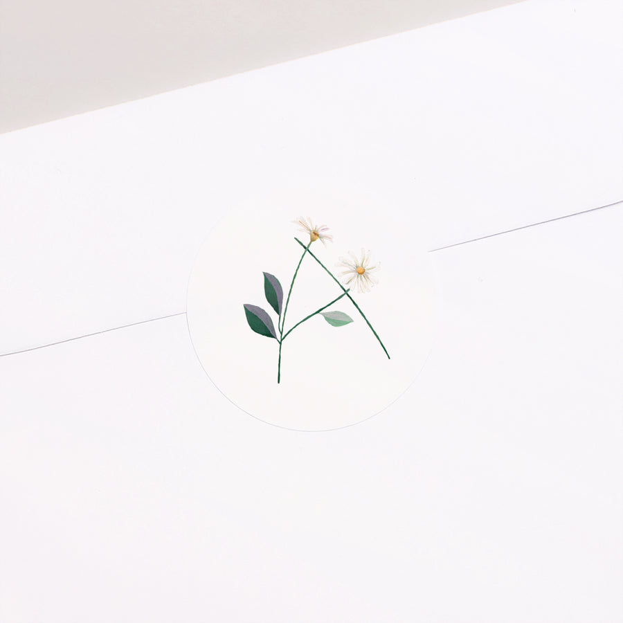Sticker Geburt Rund Alphabet Blumen foto