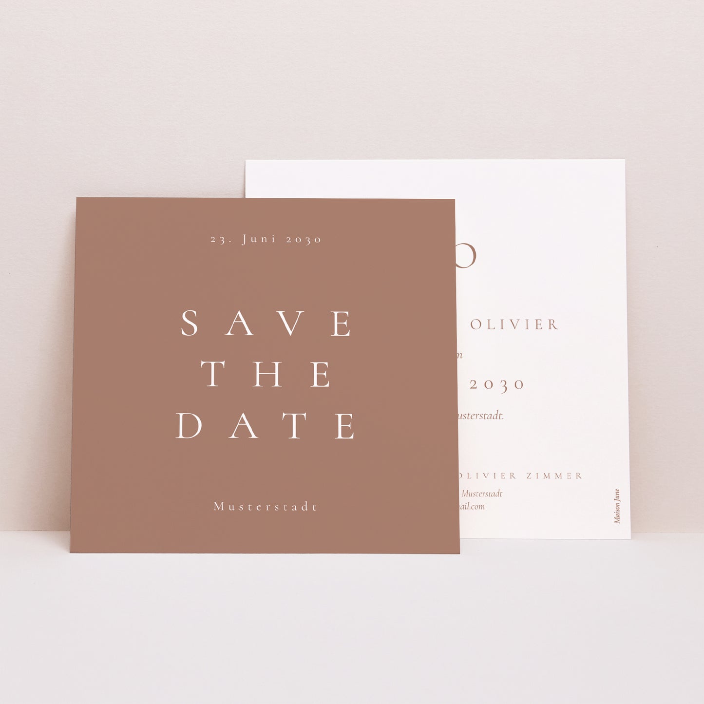 Save the date Karte Hochzeit Quadrat Mocha-Mousse foto N° 1