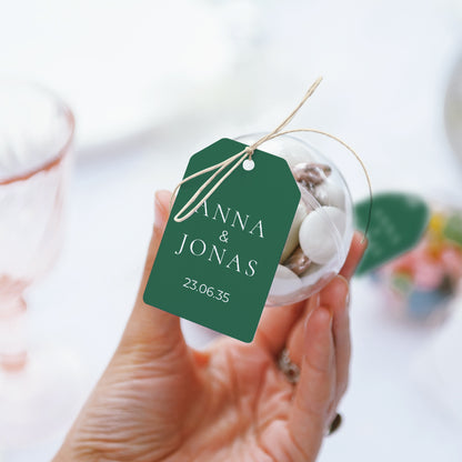 Geschenkbox Hochzeit Ball mit Wimpel-Etikett Willkommen an unserem Tisch. foto N° 3