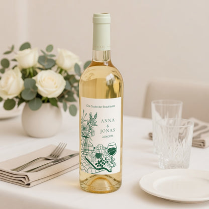 Flaschenetikett Hochzeit Porträt Willkommen an unserem Tisch. foto N° 2