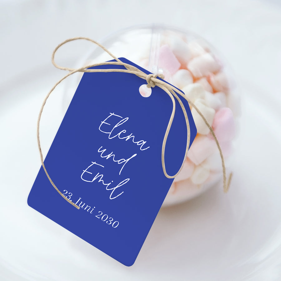 Geschenkbox Hochzeit Ball mit Wimpel-Etikett Feinschmecker-Festlichkeiten foto