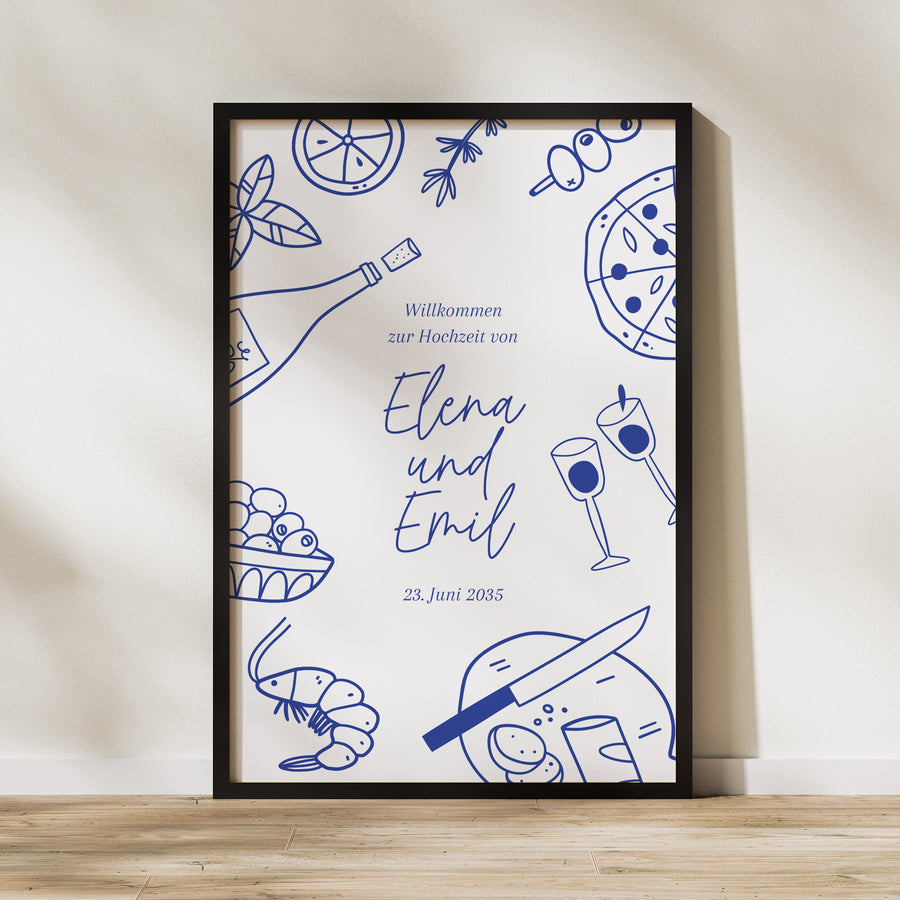 Begrüßungstafel Hochzeit Porträt 60 x 90 cm Feinschmecker-Festlichkeiten foto