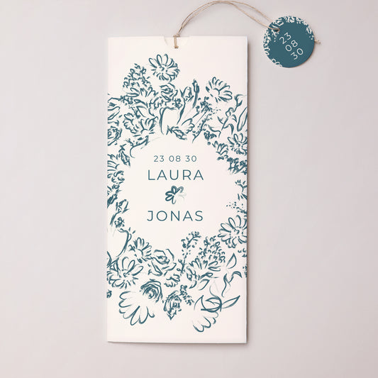 Hochzeitseinladung Portrait-Hülle 2 Karten, Etikett Bürstenblumen foto