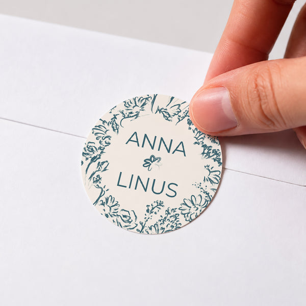 Sticker Hochzeit Rund Bürstenblumen foto