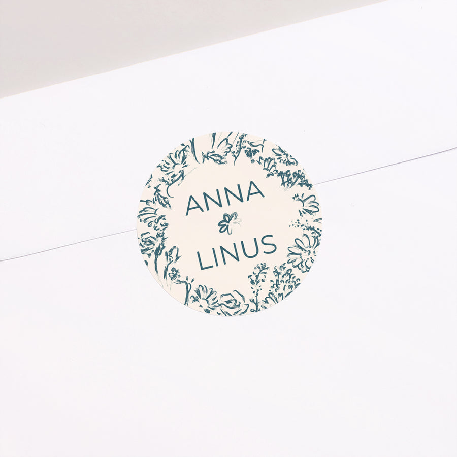 Sticker Hochzeit Rund Bürstenblumen foto
