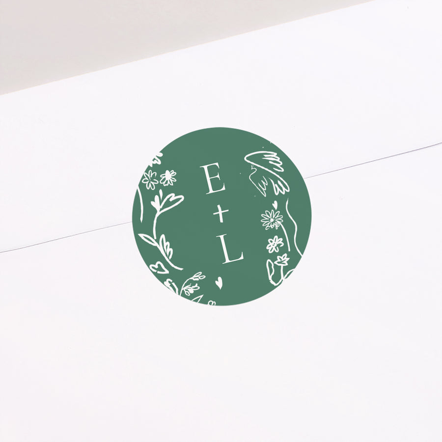 Sticker Hochzeit Rund Goldene Liebeszeichnungen foto
