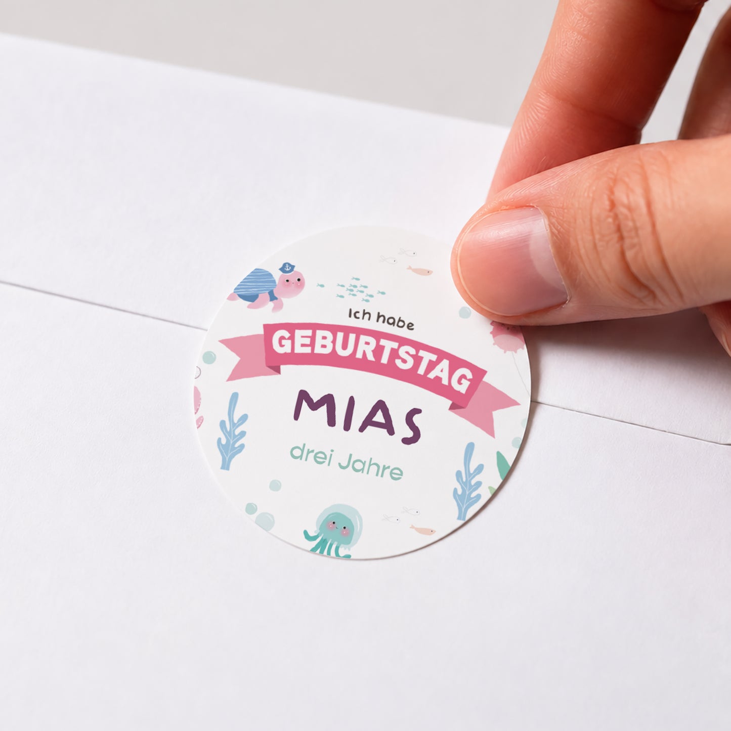Sticker Kindergeburtstag Rund Die kleine Meerjungfrau foto N° 1