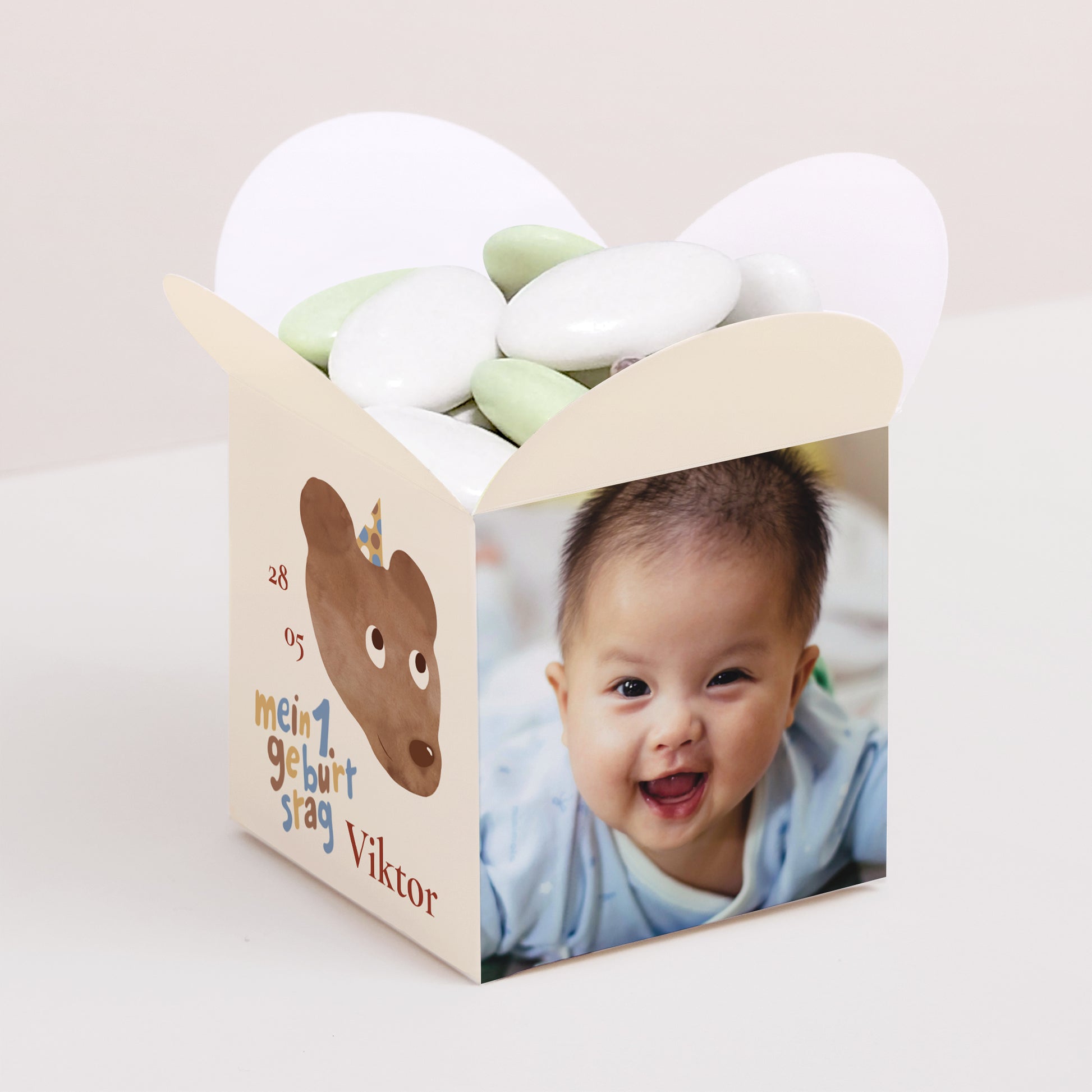 Mitgebsel-Box Kindergeburtstag Schmetterlingsöffnung Geburtstag Bär foto N° 1