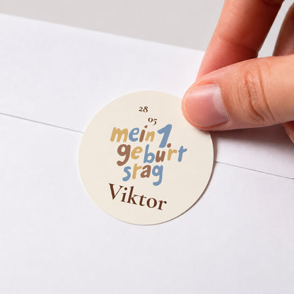 Sticker Kindergeburtstag Rund Geburtstag Bär foto N° 1