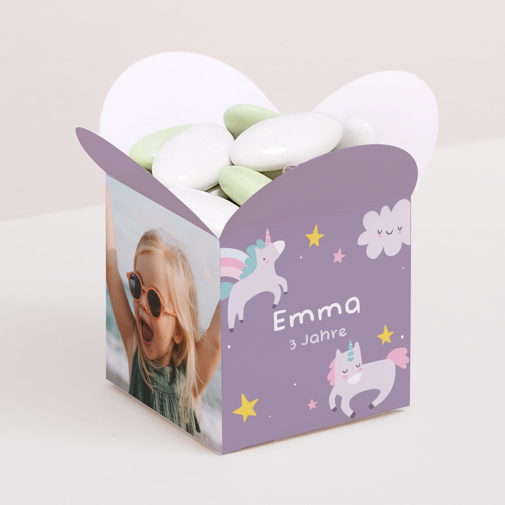 Mitgebsel-Box Kindergeburtstag Schmetterlingsöffnung Mein Einhorn foto N° 1