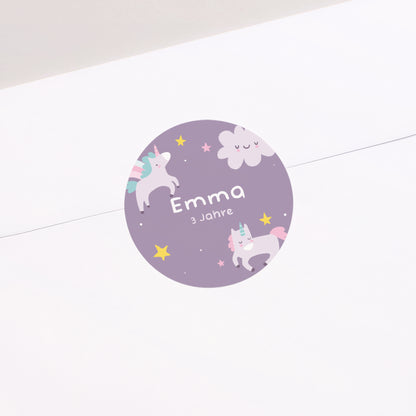 Sticker Kindergeburtstag Rund Mein Einhorn foto N° 2