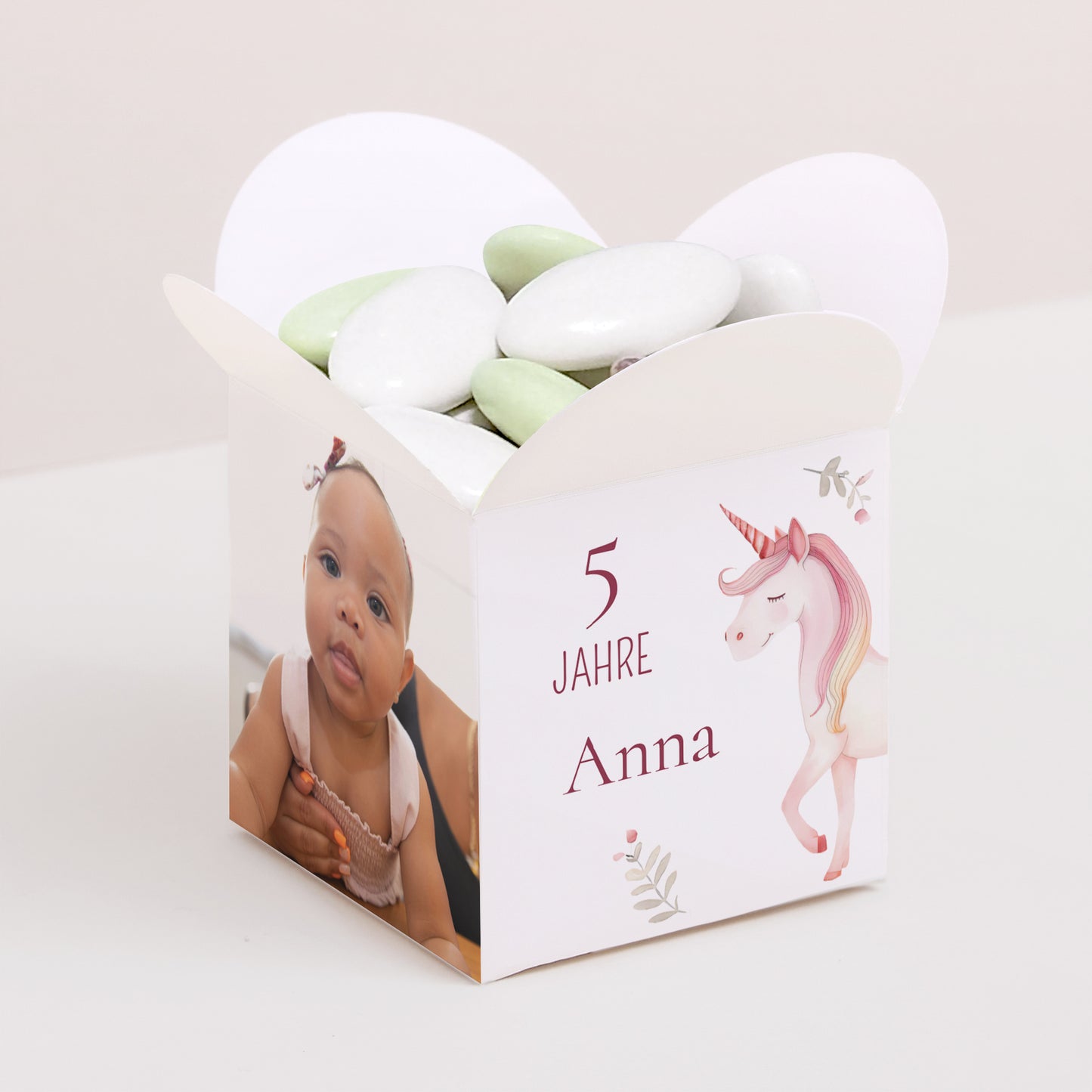 Mitgebsel-Box Kindergeburtstag Schmetterlingsöffnung Schöne Einhorn foto N° 1