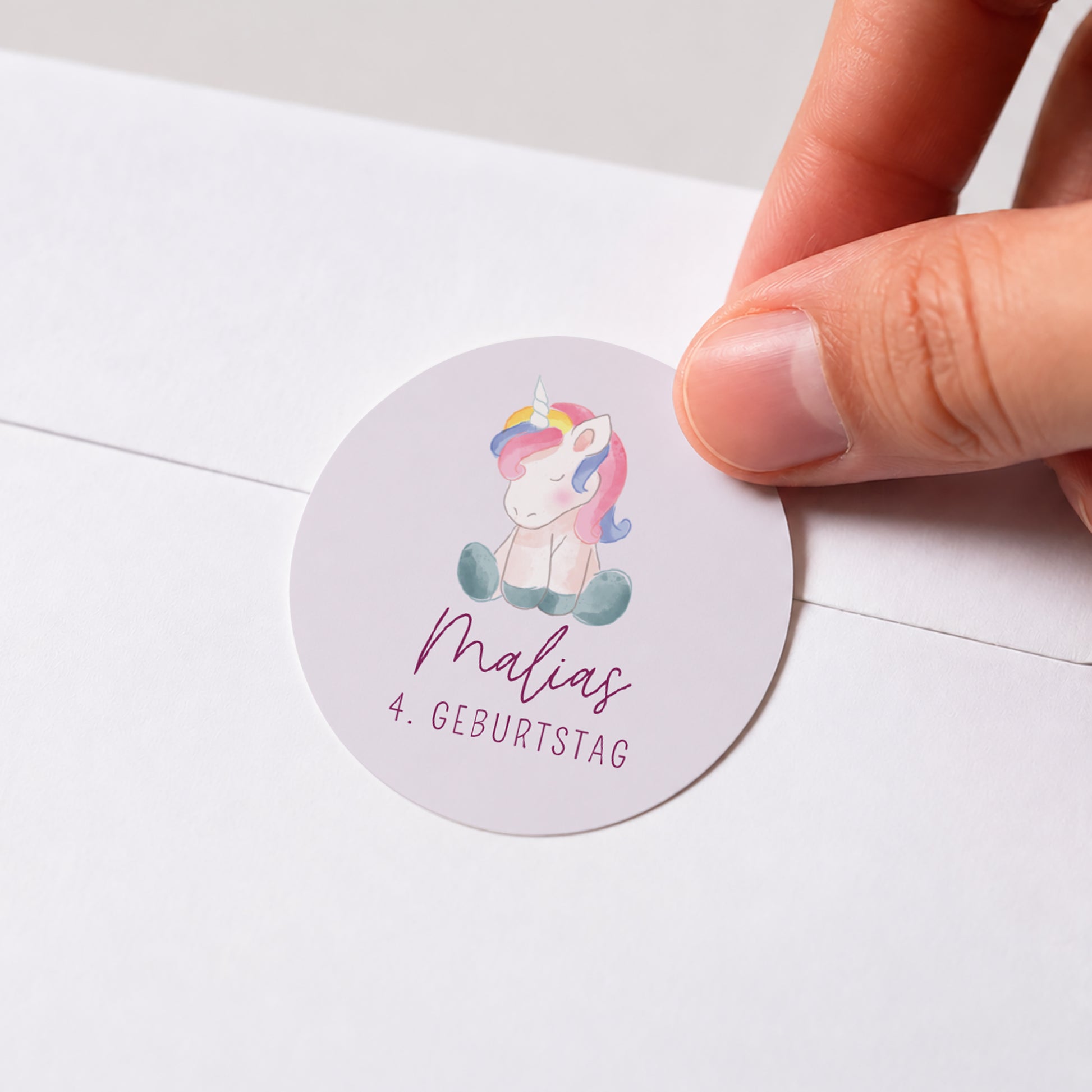 Sticker Kindergeburtstag Rund Einhorn-Donuts foto N° 1