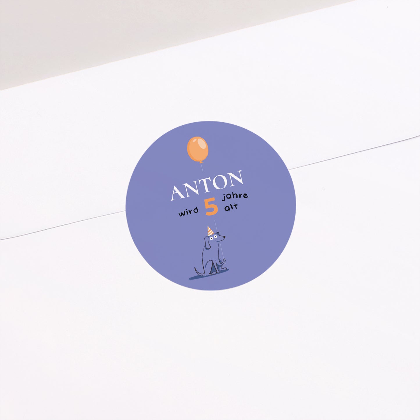 Sticker Kindergeburtstag Rund Der blaue Hund foto N° 2