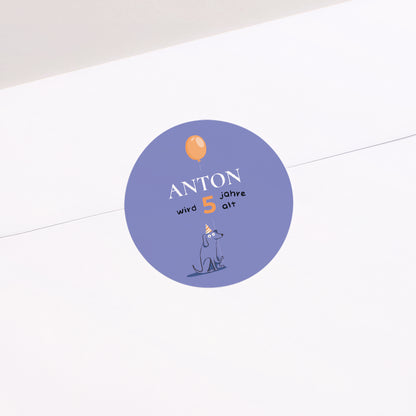 Sticker Kindergeburtstag Rund Der blaue Hund foto N° 2