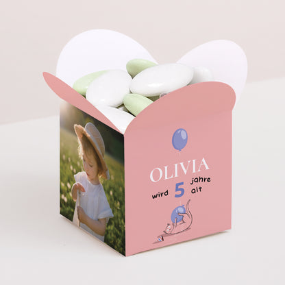 Mitgebsel-Box Kindergeburtstag Schmetterlingsöffnung Die rosa Katze foto N° 1