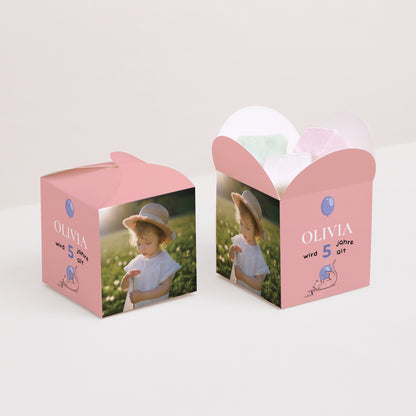 Mitgebsel-Box Kindergeburtstag Schmetterlingsöffnung Die rosa Katze foto N° 2