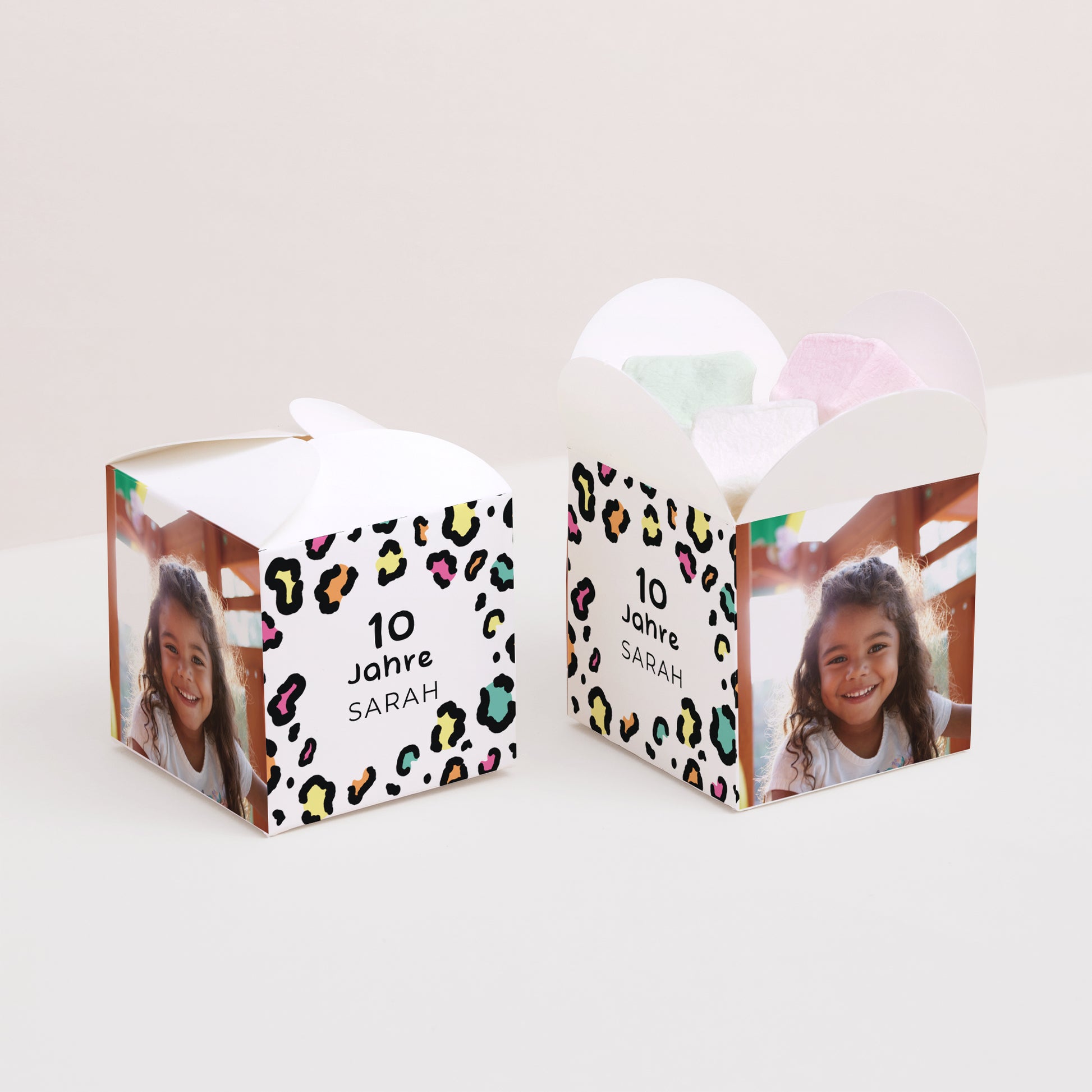 Mitgebsel-Box Kindergeburtstag Schmetterlingsöffnung Buntleopard foto N° 2