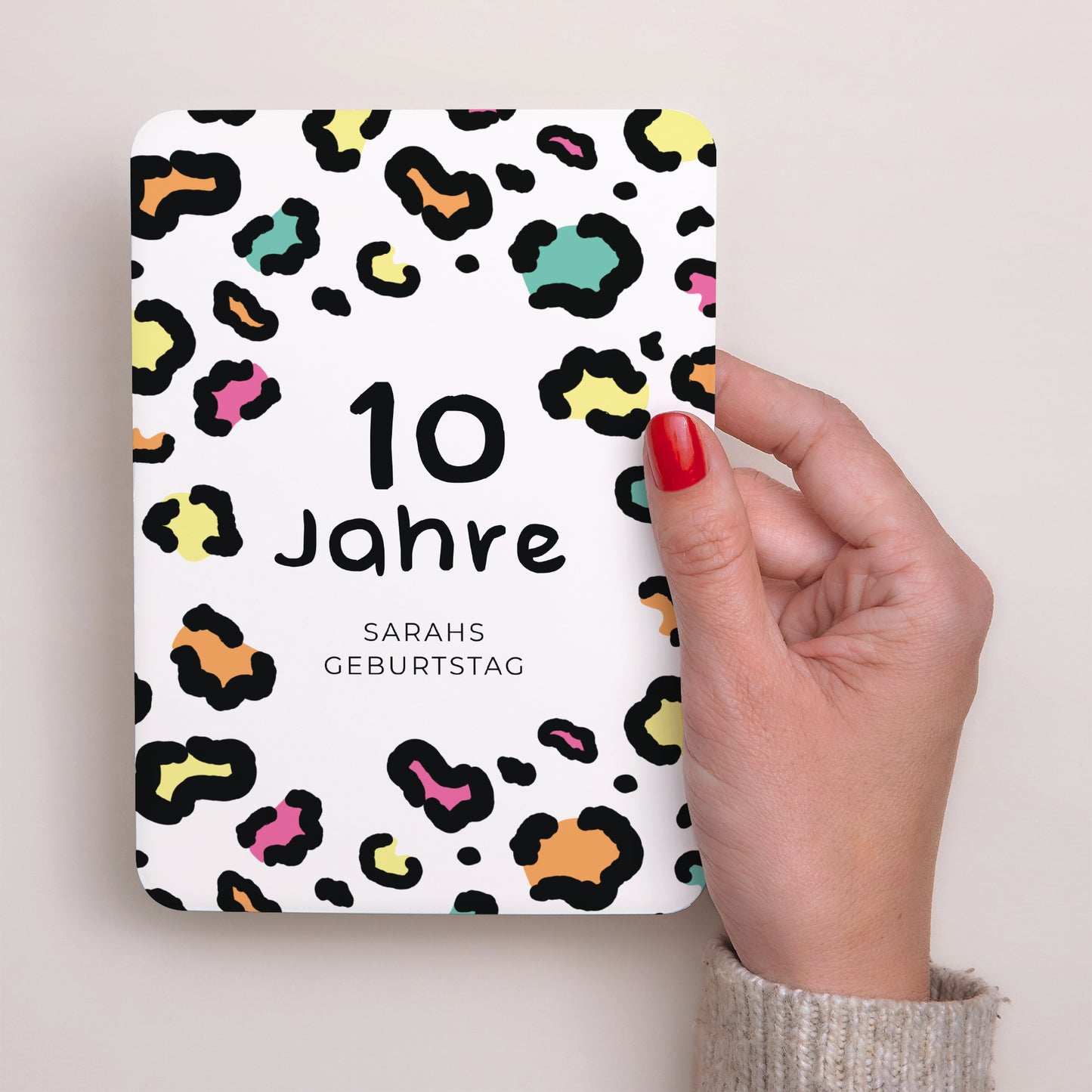 Beilegekarte Kindergeburtstag Porträt, abgerundete Kanten Buntleopard foto N° 2