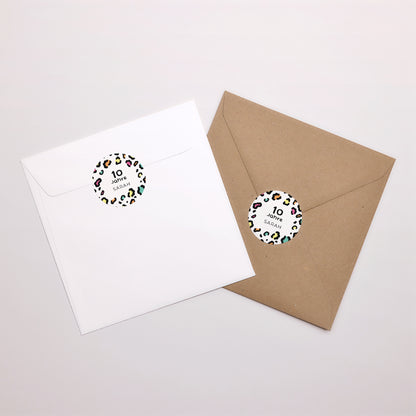 Sticker Kindergeburtstag Rund Buntleopard foto N° 3