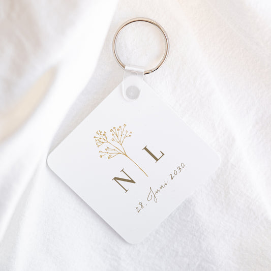 Schlüsselanhänger Objekte Quadrat Elegante Gypsophila foto