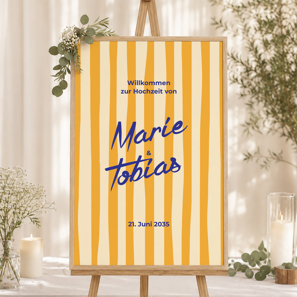 Begrüßungstafel Hochzeit Porträt 60 x 90 cm Wie ein Sommergefühl foto N° 1