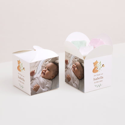 Geschenkbox Taufe Schmetterlingsöffnung Die Tiere des verwunschenen Waldes foto N° 2