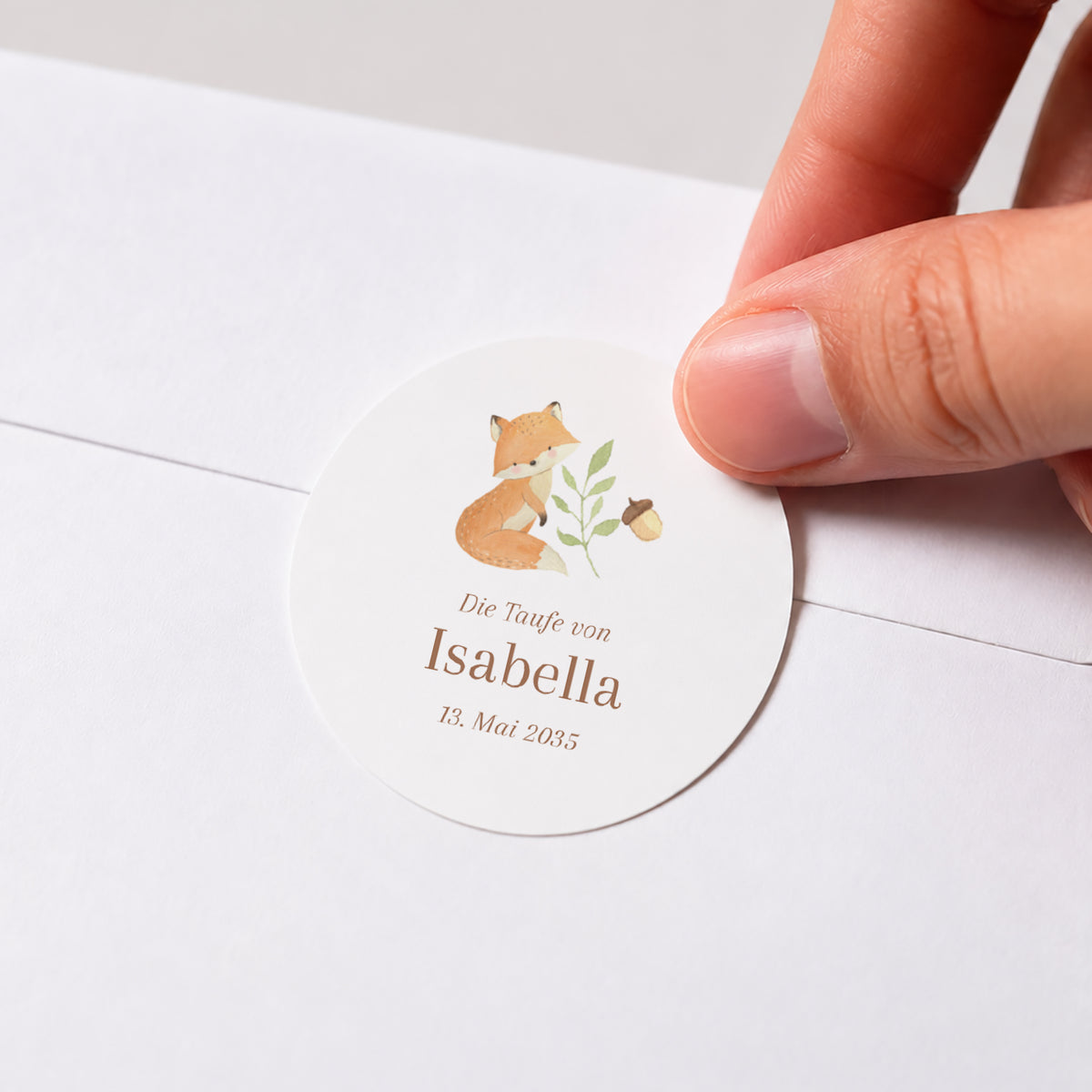 Sticker Taufe Rund Die Tiere des verwunschenen Waldes foto