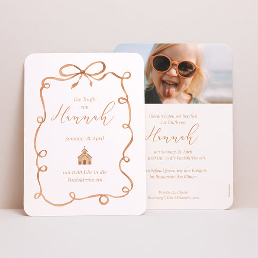 Taufeinladung Porträt, abgerundete Kanten Schönes Geschenk foto