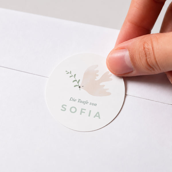 Sticker Taufe Rund Religiöse Symbole krönen foto